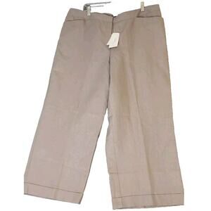Eileen Fisher Cropped Wide Leg Cuffed Linen Blend Pants Sz 2X Stone Color‎ NWT